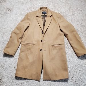 Mens Banana Republic Camel Wool Overcoat Large